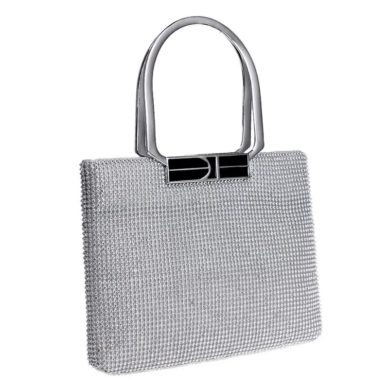 KDROR Large Silver Evening Clutch Bags Side View