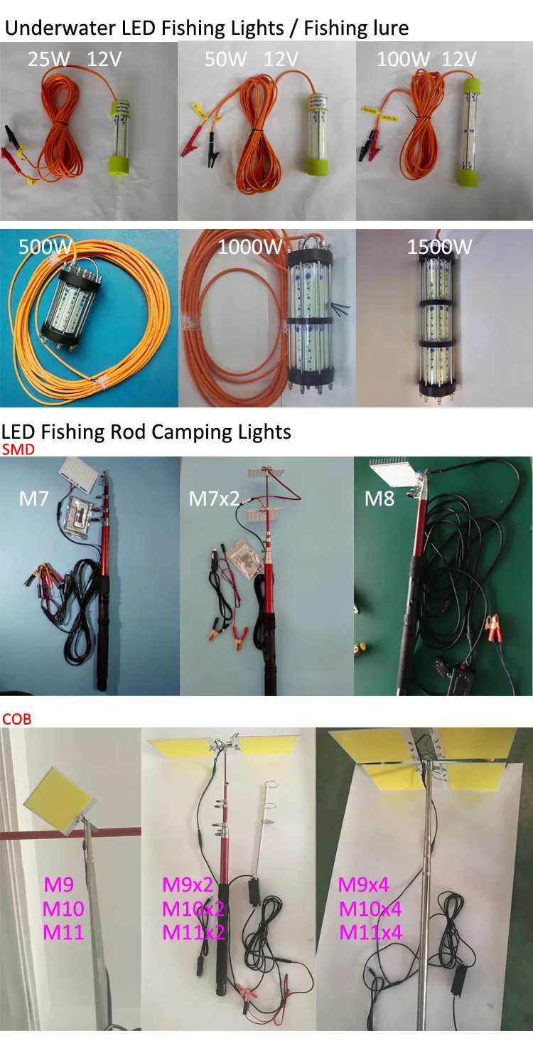 1500W LED podvodní rybářská světla Surbmine Ocean Deep Sea Fishing Comlite