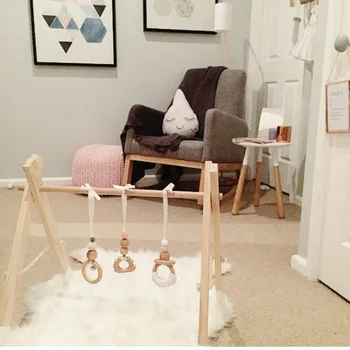 

Nordic Nursery Newborn Baby Gym Wooden Play Gym Baby Activity Gym Nursery Baby Wooden Gym Stand Kids Gym With 3PCS Toys