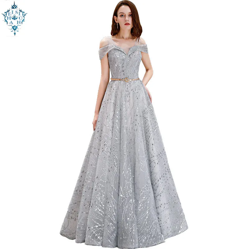 

Ameision Off Shoulder Sequin Evening Dress Vestido de Festa Prom Gowns Abendkleider Dubai Formal Dress Evening Gown for Women