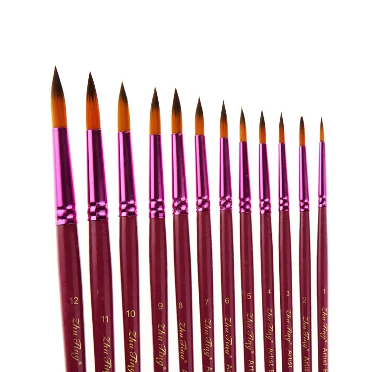 12 шт. Высокое качество нейлон деревянная ручка, акварель Краски Кисточки для рисования Краски ing товары для рукоделия