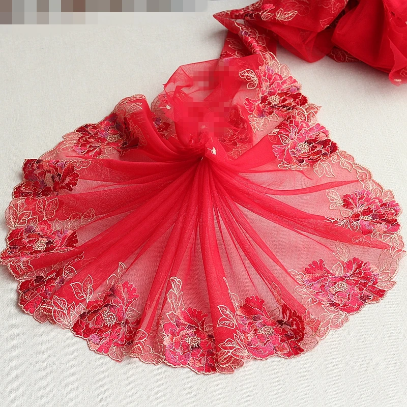 

MLAEY 2Yards Red Exquisite Embroidered Flower Lace Trim High Quality Lace Fabric DIY Craft&Sewing Dress Clothing Accessories