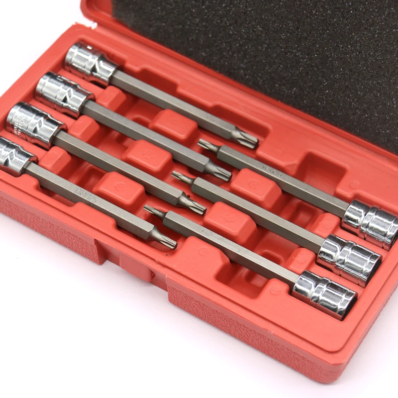 

7pcs Long Trox Bit Socket Set 3/8 Inch 110mm T10 T15 T20 T25 T27 T30 T40 6 Points Impact Nut Driver Extra Auto Car Repair Tool