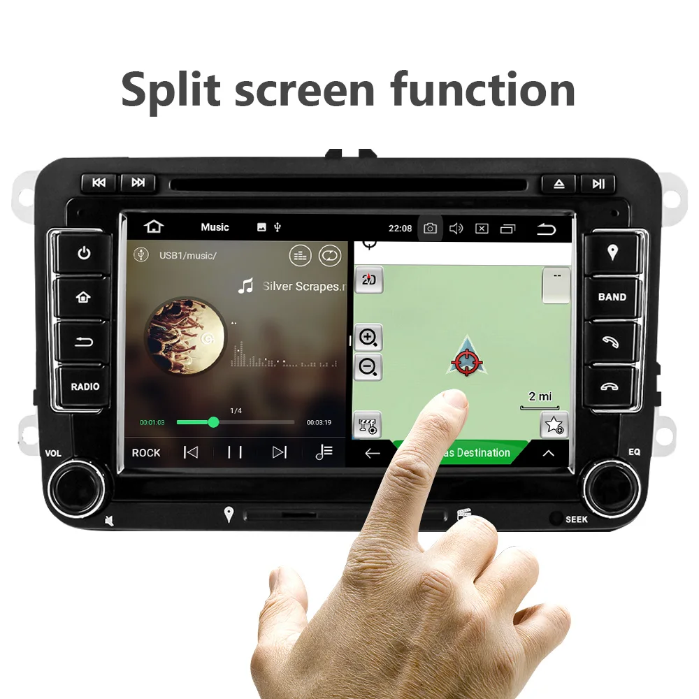 Автомобильный dvd плеер Eunavi 8 ядер Android 9 0 2 Din для VW GOLF JETTA POLO TOURAM PASSAT B6 GPS Navi стерео