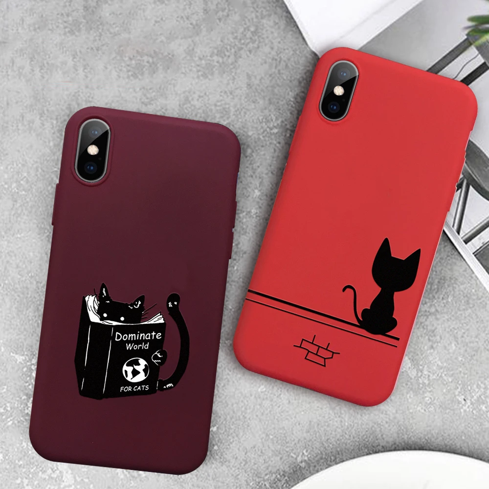 

Cartoon Cat Patten Phone Case For iPhone 6S 6 7 8 Plus Printed TPU Cover For iPhone X XS Max XR SE 5S 5 Lover Couple Cases Shell