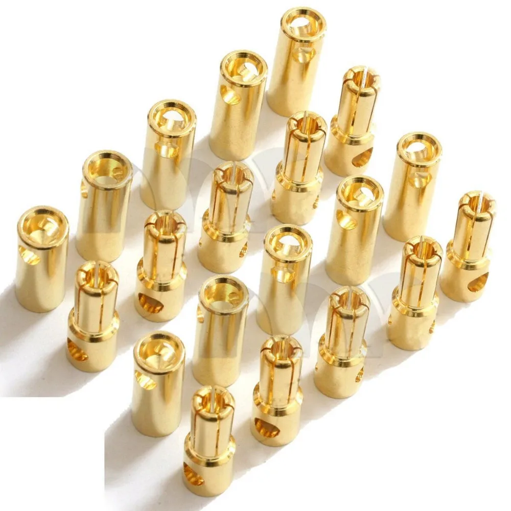 

10 Pairs 5.5mm /6mm /8mm Gold Plated Bullet Banana Plug Connector for RC Drone Battery Accessories
