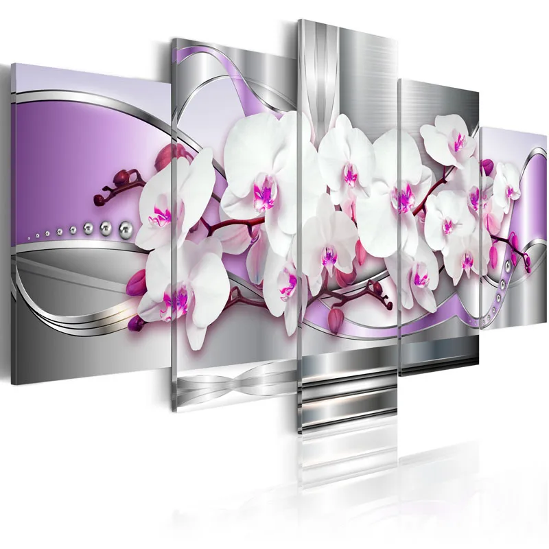 

Wholesale 5 Pcs/Set New beautiful Phalaenopsis Wall Art Painting World Map Canvas Printed Painting for Living Room /PJMT-43