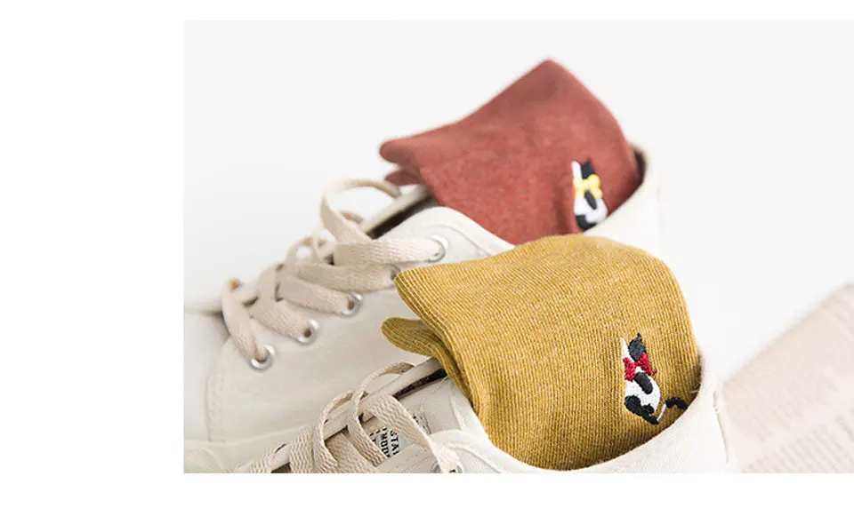 Autumn and Winter Thick Ladies Daily Cotton Socks Harajuku Korea Japanese Cartoon Embroidery Cat Cute Casual Warm Ladies 2018 (5)