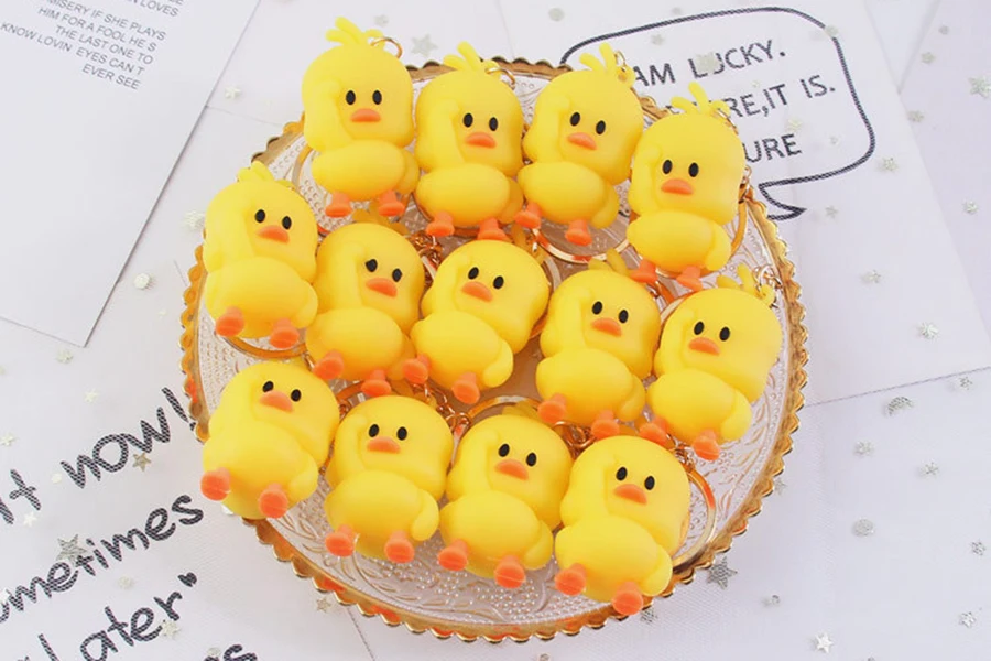 Милая маленькая желтая утиная цепочка ключей танцевальный брелок утка для пар женщин подарок для девушки Подвеска для автомобиля сумка аксессуар DIY брелок