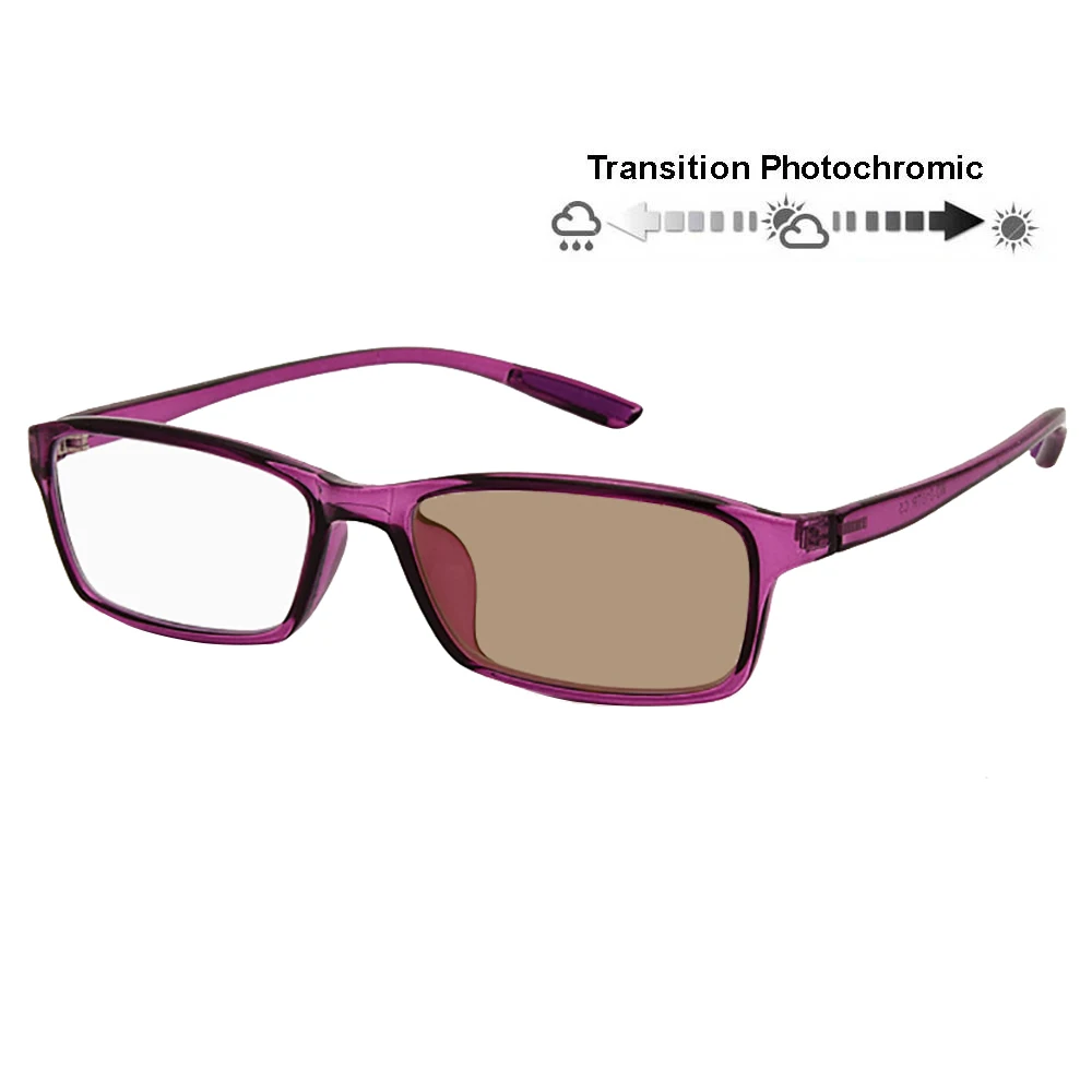 

Transition Photochromic Computer Reader Retro Nerd Woman Reading Glasses Flexible Temples UV400 Sunglasses