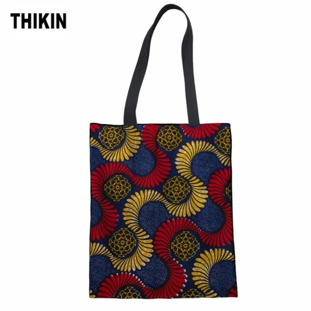 

THIKIN Women Shopping Bag African Printing Canvas Tote Bag Teenager Girls Daily Shoulder Bags Ladies Fashion Cloth bag 2018