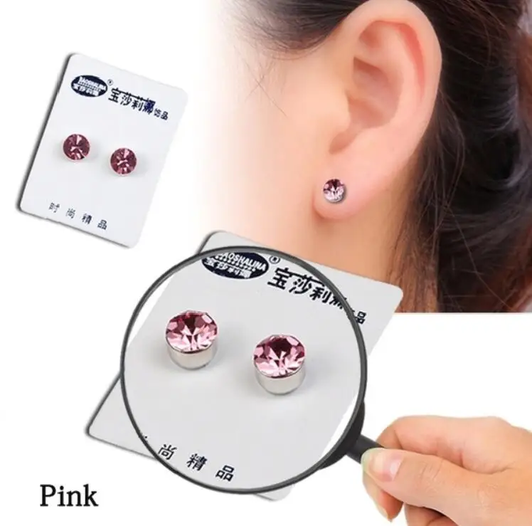 Pink 2 шт. магнитные серьги для похудения акупунктурные серьги-гвоздики магнитотерапия сжигание жира инструменты для подтяжки лица антицеллюлитные - Цвет: Pink