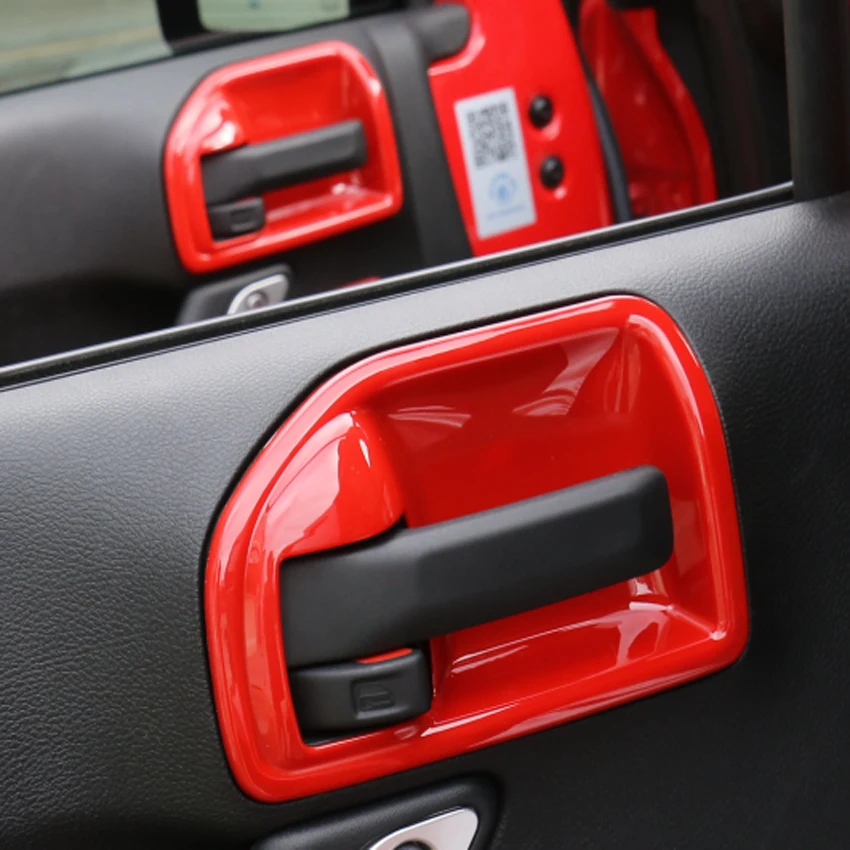 YAQUICKA 4Pcs/Set Red Car Interior Door Handles Bowl Decoration Cover