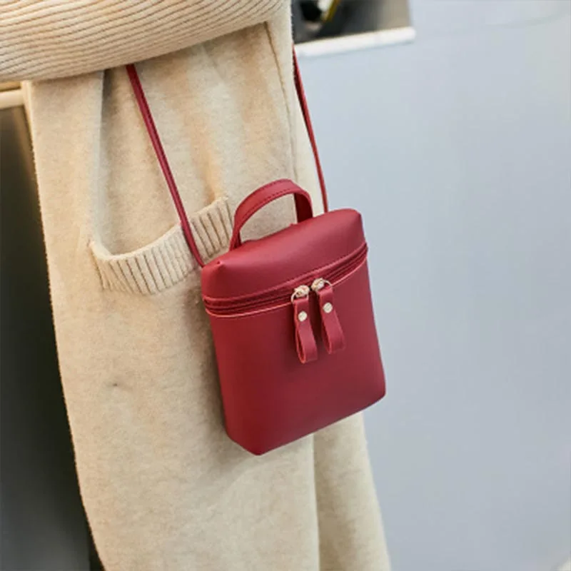 

Fashion Double Zipper PU Women Shoulder Bags Simple Mini Phone Multifuction Female Crossbody Bag Hot Sale Ladies Handbags