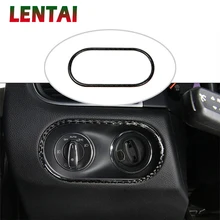 LENTAI Карбон волокно интерьер передние противотуманные фары ручка переключатель фар рамка Стикеры для Porsche Macan аксессуары