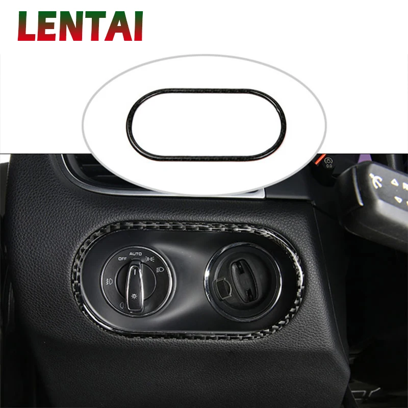 

LENTAI Car Carbon Fiber Interior Front Fog Headlight Switch Knob Frame Sticker For Porsche Macan 2015 2016 2017 2018 Accessories