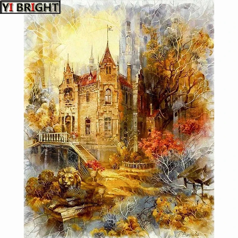 

5D Diy Diamond Painting Cross Stitch Diamond Embroidery Scenic Castle Pattern Hobbies And Craft Diamond Mosaic Kits KBL