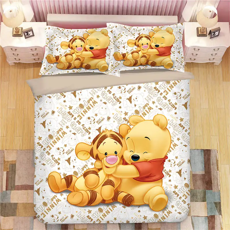 Tigger Winnie the Pooh, Комплект постельного белья, двойной размер, пододеяльник для детей, для спальни, decora, для мальчиков, двойной комплект постельного белья, односпальное, королева, король, покрывало