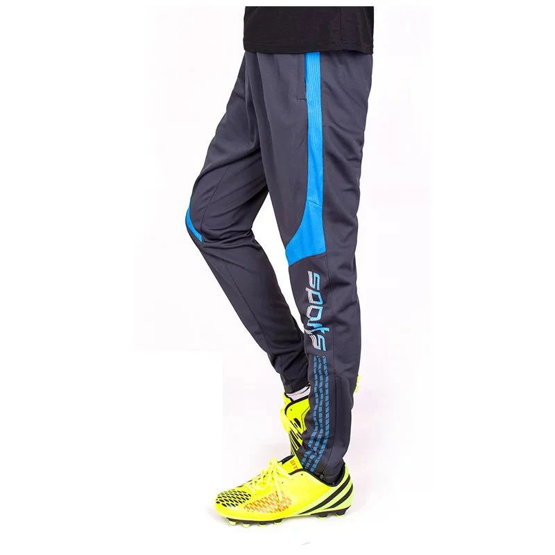 Football Soccer Training Pants Men With Zipper Pocket Jogging Trousers Fitness Running Sport Pants Breathable - Цвет: Темно-серый