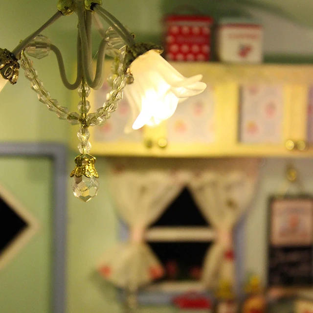 Cutebee DIY House Miniature with Furniture LED Music Dust Cover Model Building Blocks Toys for Children Casa De Boneca 5