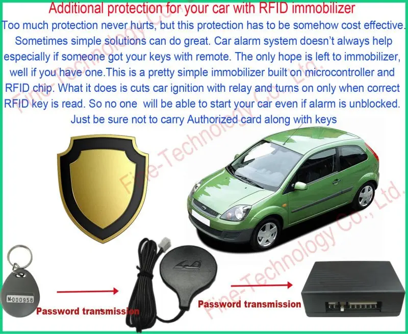 Antitheft System 12voltage Rfid Transponder Immobilizer Alarm Auto