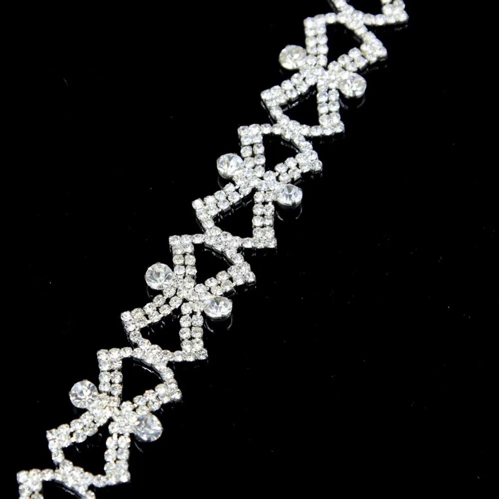 $ 10Yards Silver Trim Chains Rhinestone Glass Claw Chains Rhinestone Trim For Jewelry Dress Decoration Crystsal