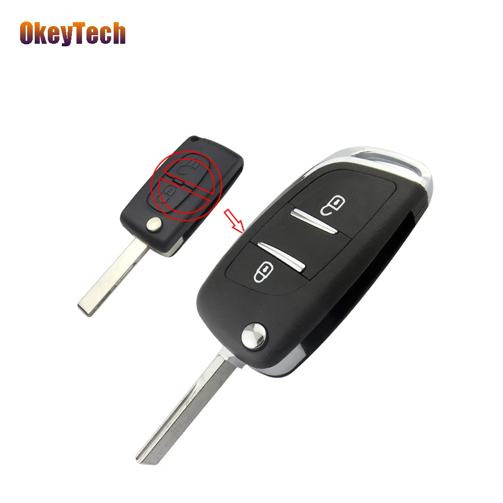 OkeyTech 2 Button Flip Folding Remote Auto Switchblade Car Key Shell