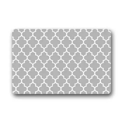 

CHARMHOME Custom Machine-washable Door Mat White And Gray Quatrefoil Indoor/Outdoor Decor Rug Doormat