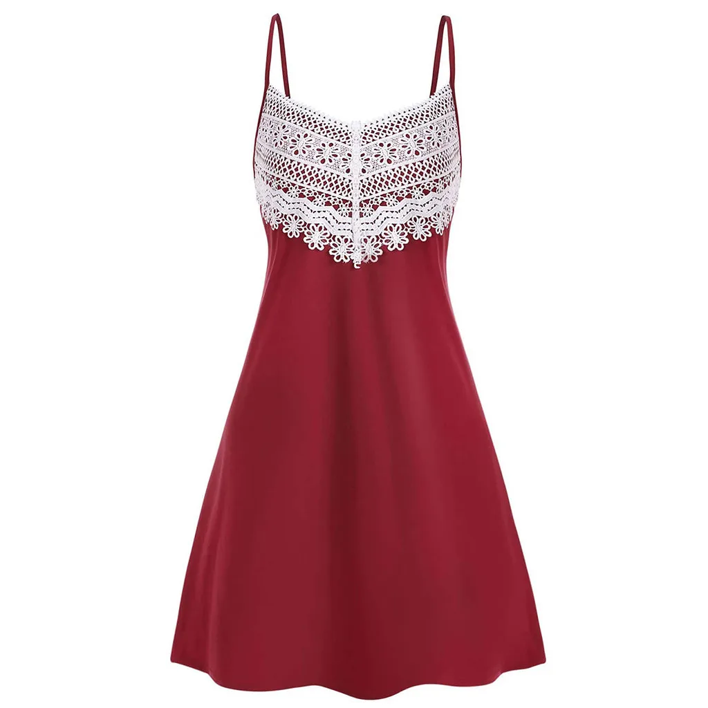 Sexy Sling Summer Beach Female Dress Fashion Womens Crochet Lace Backless Mini Slip Camisole Sleeveless | Женская одежда