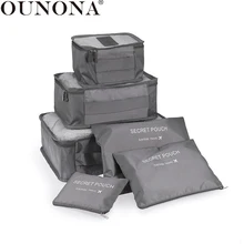 OUNONA 6 шт. водонепроницаемые дорожные сумки для хранения одежды куб для упаковки багажный Органайзер(серый