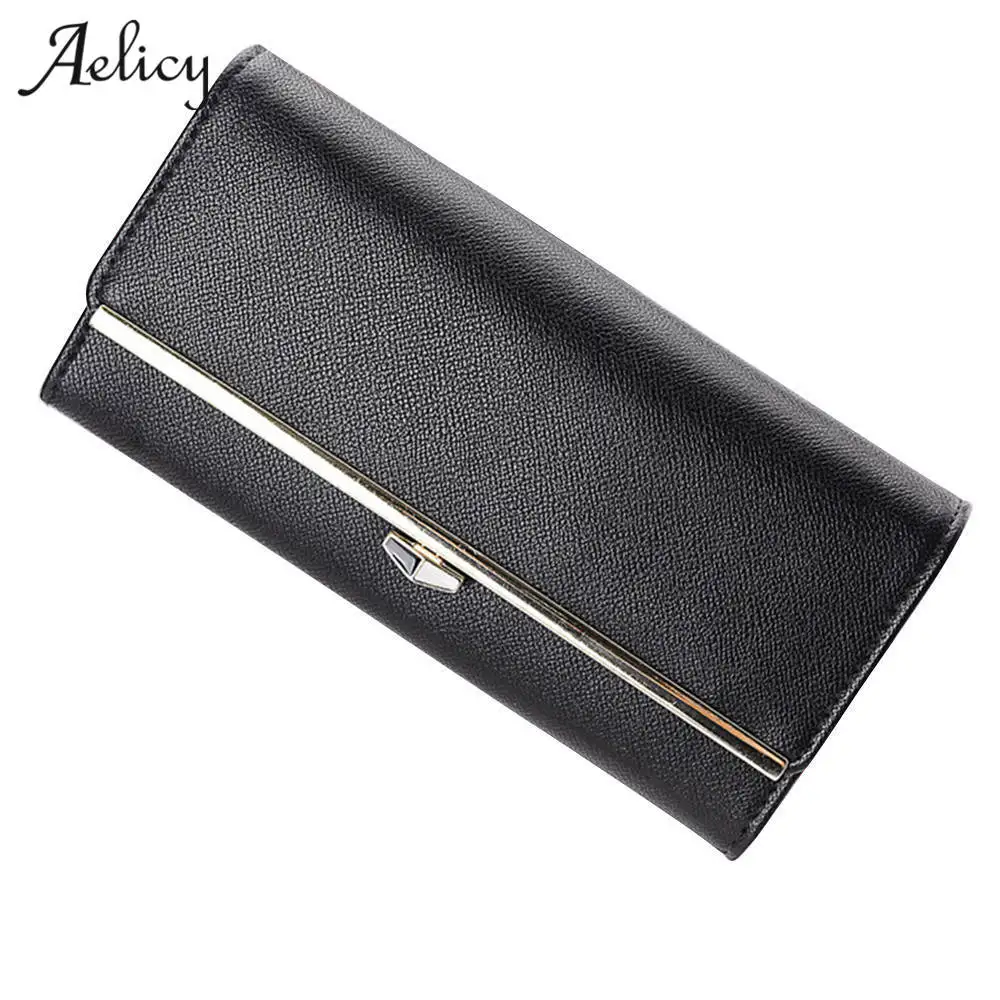 

Aelicy Elegant Women Leather Wallet Latest Lady Portable Multifunction Long Solid Candy Color wallet ladies coin purse pocket