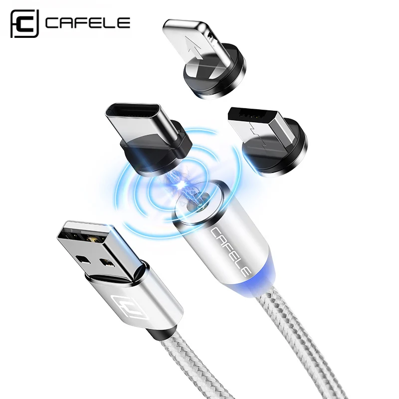 

CAFELE Magnetic Cable Micro Type C USB Cable for iPhone Samsung Huawei Xiaomi Led Light Charging Cable 5V 2.4A Max 100cm/200cm