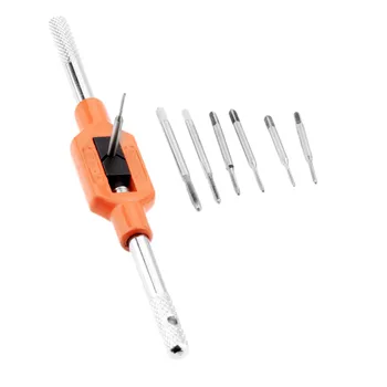 

DRELD 7Pcs HSS Mini M1-M2.5 Hand Tap Thread Metric Plugs Tapping with Adjustable Tap Wrench Drill Hand Tools Set