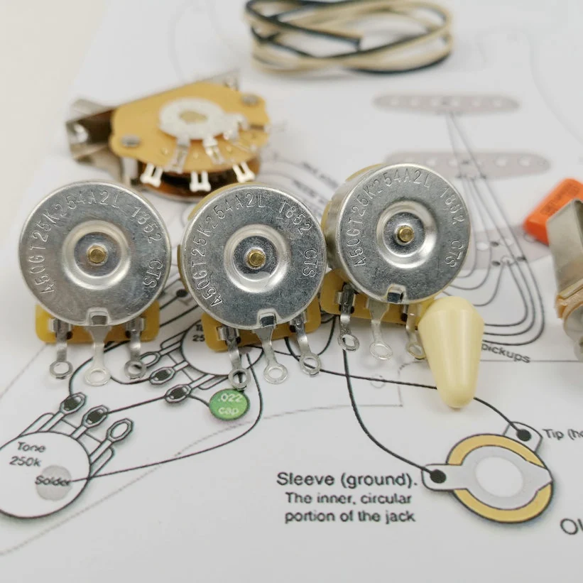 Потенциометр для гитары CTS 250K медный вал комплект проводки для-Strat CDE 715 P. 047 200V оранжевый капельный колпачок+ сварочная линия чертеж
