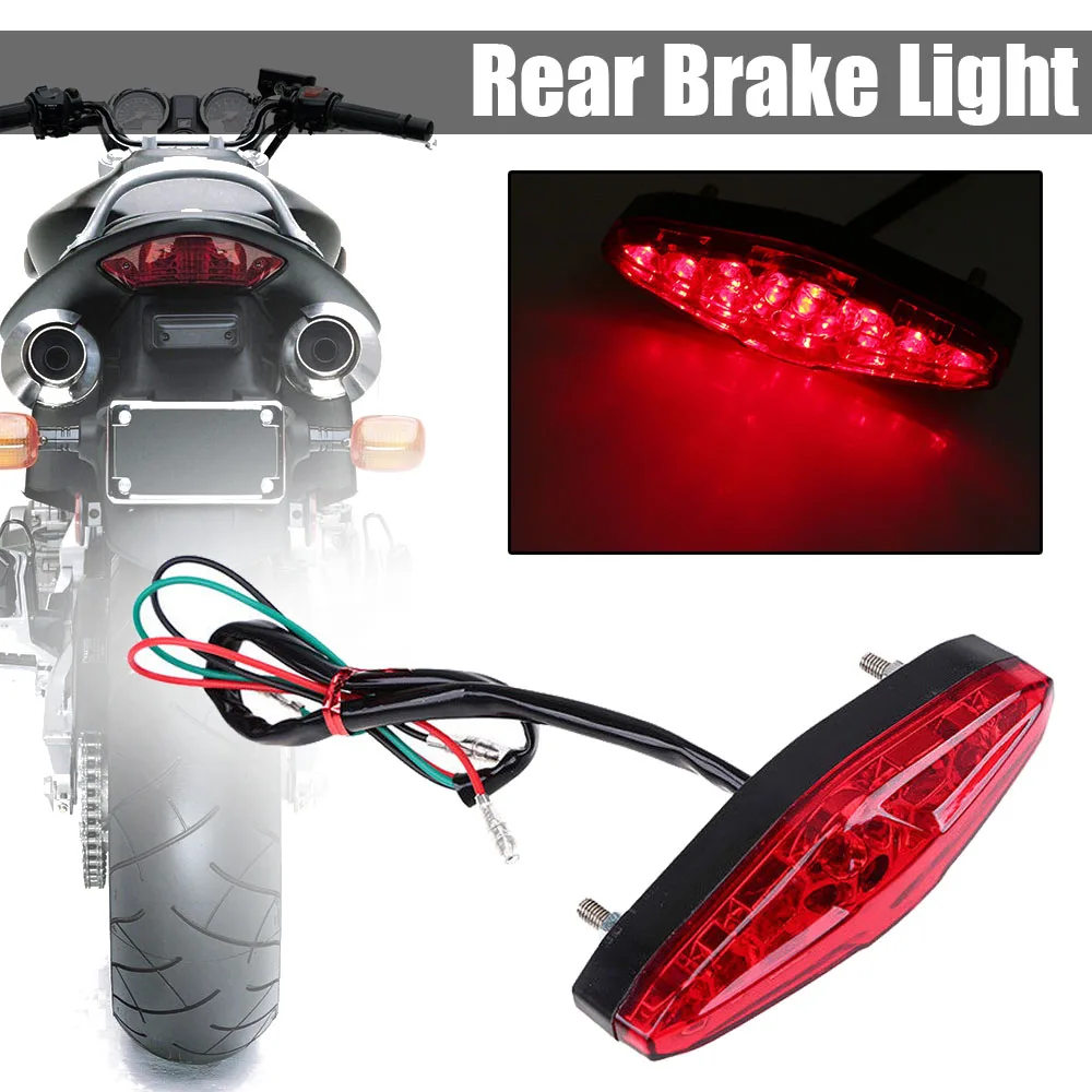For Honda For Ducati 1PC 12V Motorcycle ATV Rear Stop Brake Light Red 15 LED Tail Running Lamp Waterproof Mayitr
