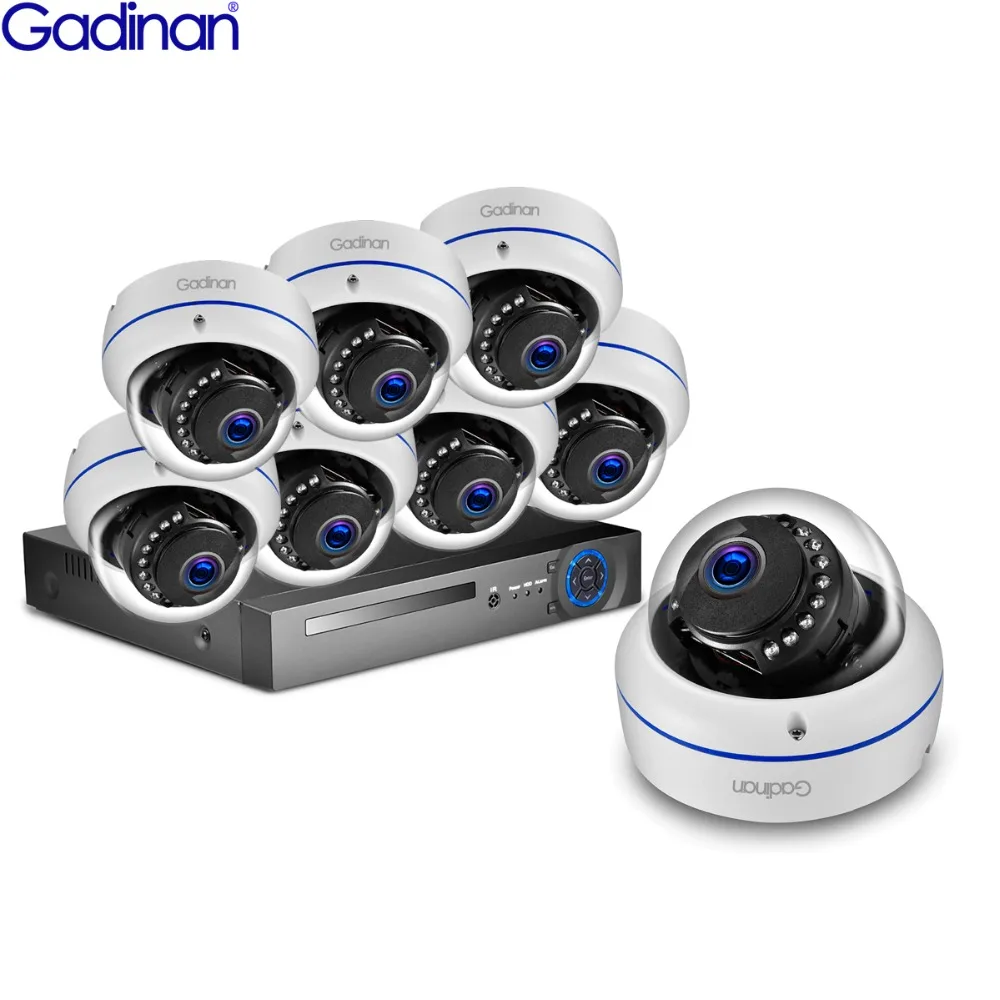 Система видеонаблюдения GADINAN 8CH 1080P HDMI POE NVR 2 МП купольная IP камера IP66 P2P Onvif