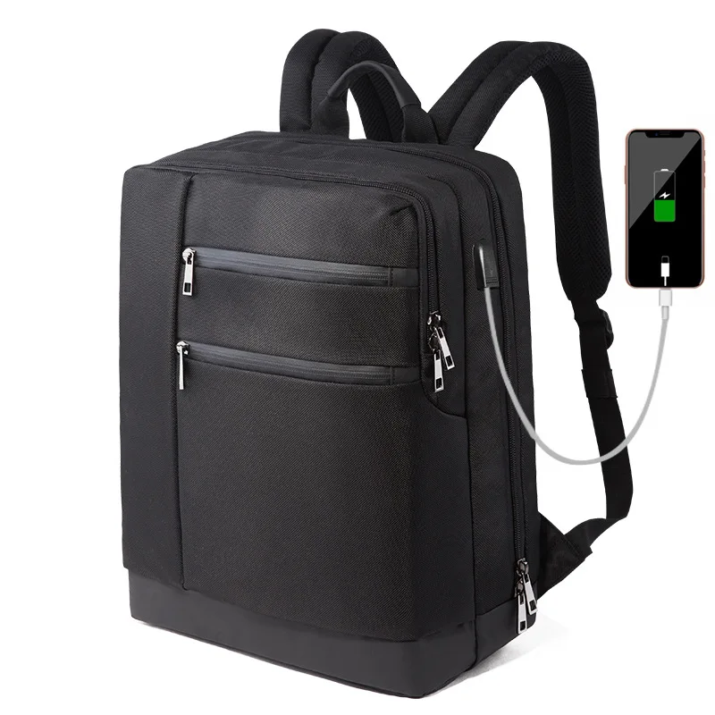 Simple three dimensional Men Backpack Multifunction USB Charging Laptop