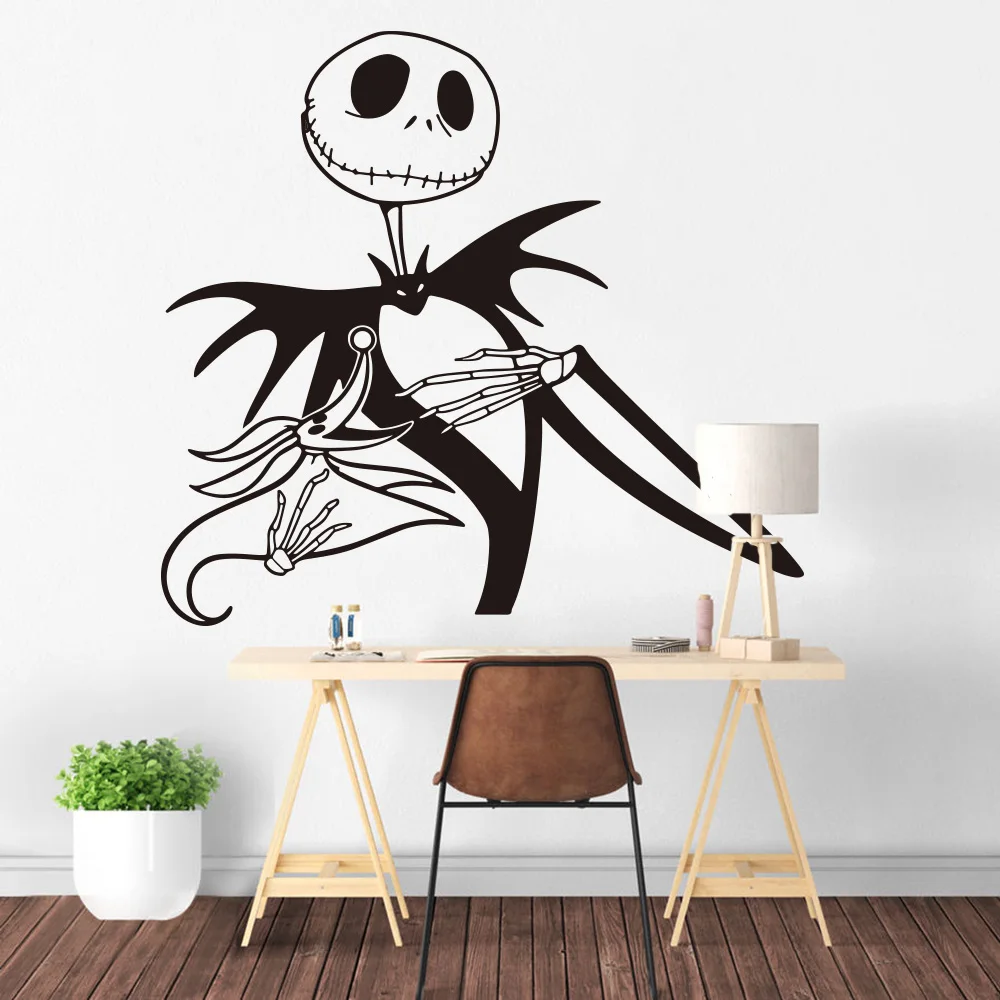 Настенный стикер Jack Skellington, детская комната, спальня, кошмар, перед тем как наклейка на рождественскую стену, нулевая собака, для гостиной, винил, домашний декор, W495