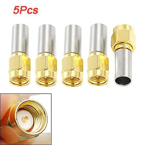 

LIXF HOT 5pcs SMA Male Plug RF Coaxial Connector Crimp For RG58 RG142 RG400 LMR195 RG223
