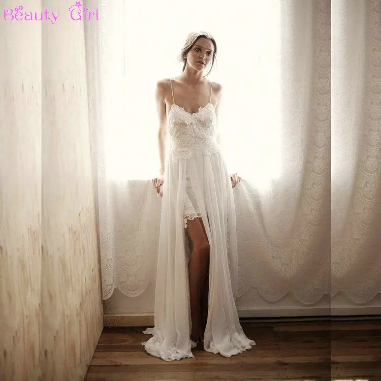 short white beach wedding dresses