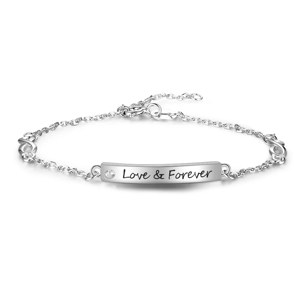 

Personalized Name Engraved ID Bracelets & Bangles Infinity Link Chain Bracelets For Women Best Jewelry Gift(BA102093)