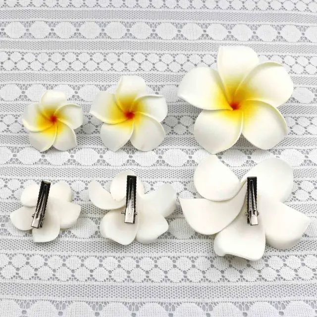 5 10Pcs Hawaiian Plumeria Foam Hair Accessory Flower Hairpin Frangipani