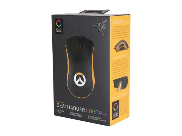 Игровая мышь razer DeathAdder Chroma Overwatch Edition 10000 dpi RGB эргономичная компьютерная Игровая USB Проводная Розничная посылка - Цвет: With Retail Box