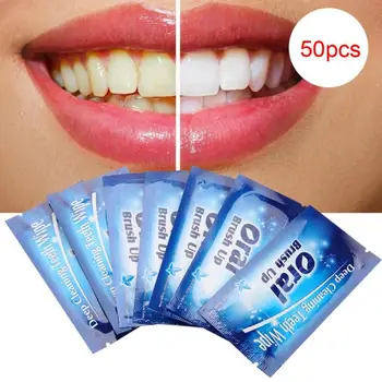 

50Pcs Wipes Dental Clean Teeth Wipe Cloth Tooth Cleansing Tool for Oral Deep Cleaning dental Teeth Whitening Finger Wipe Tooth