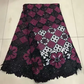 

2019 Latest nigerian Guipure lace high quality with stones african french tulle lace fabrics For Party Dress