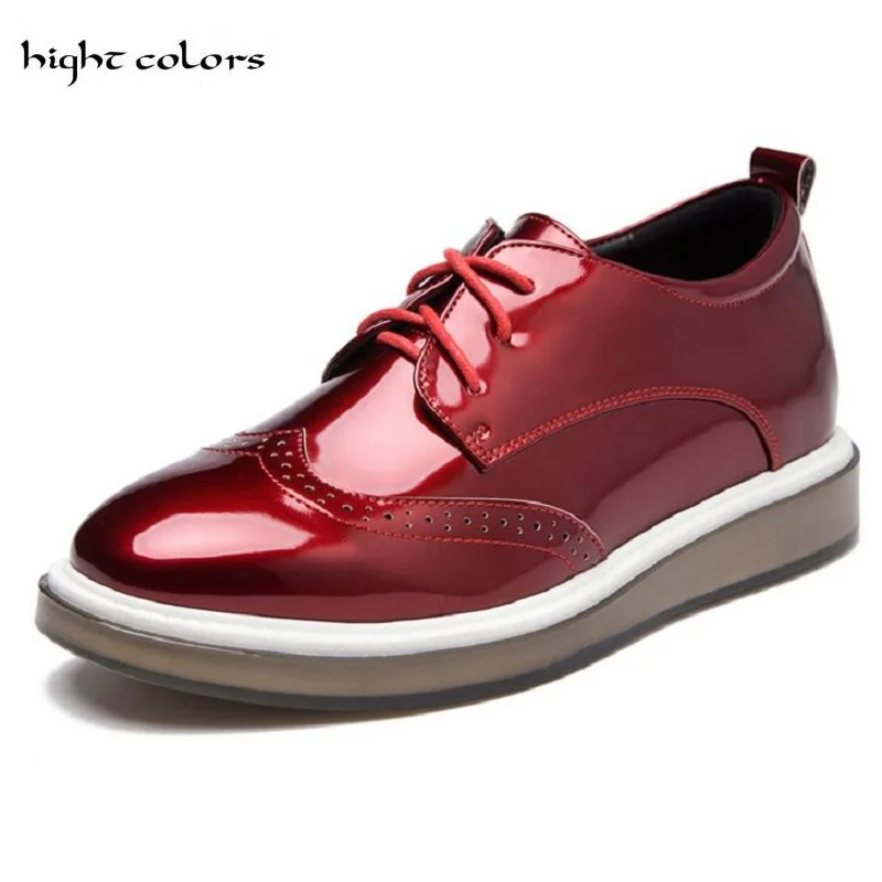 

HIGHT COLORS Women Slip on Loafers Shoes Patent Leather Brogues Shoes Woman Oxford Shoes for Women Flat Platform Shoes GB188