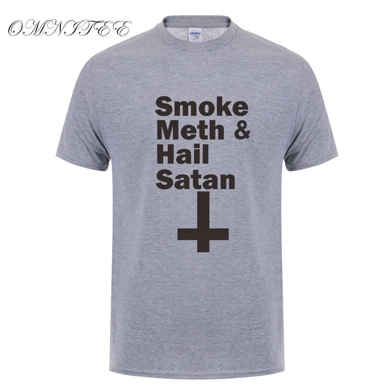 Omnitee/Новые летние футболки с надписью Hail Satan модные стильные хлопковые короткими