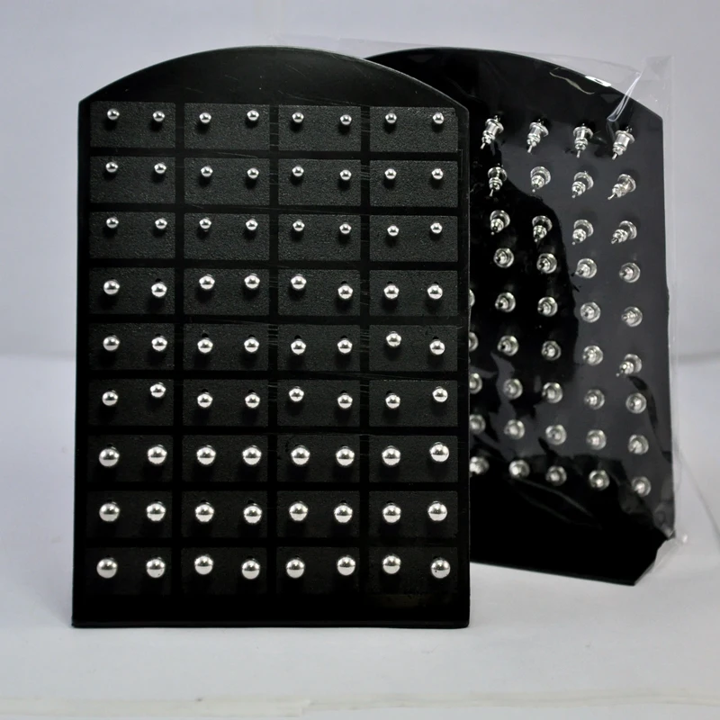 

720Pcs 10Sets Fashion Vintage 316L Stainless Steel Round Ball Stud Earrings Jewelry Wholesale BulkLots BL282
