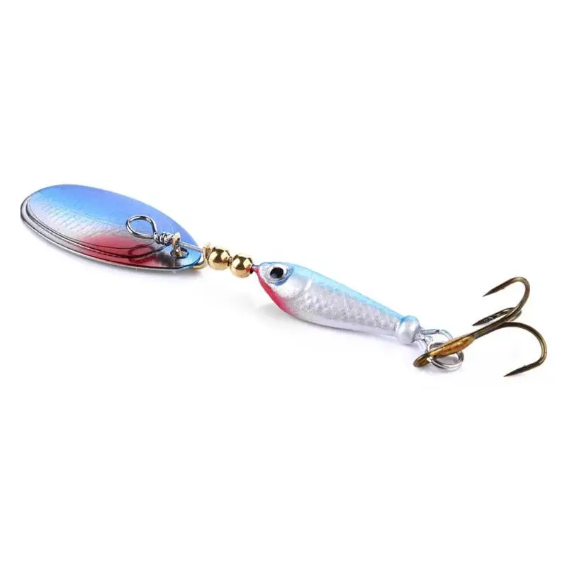 rotating Spinner Bait Sequin Fish Shape Fishing Lure Bionic Artificial Bait Metal Spoon with Treble Hook