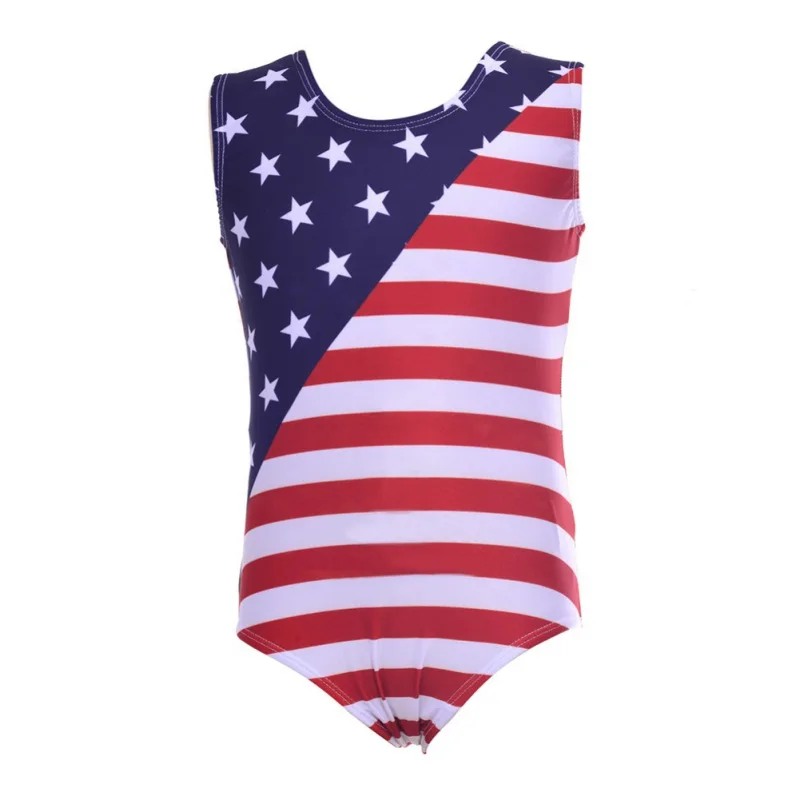 

New Flag Athletic Leotards Ballet Dance Dress Ballet Gymnastics Leotards Acrobatics Kids Sleeveless Dance Wear 2-10Y